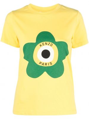 Памучна тениска с принт Kenzo жълто