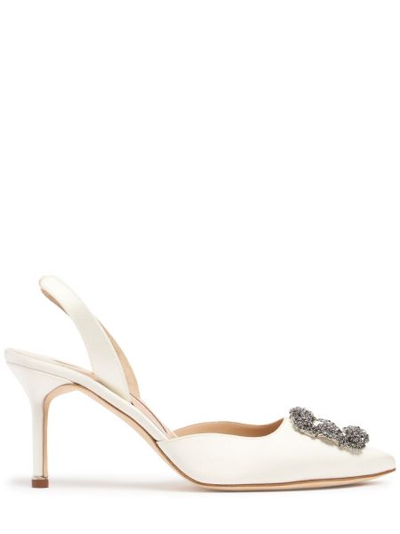 Pumps i satin med slingback Manolo Blahnik