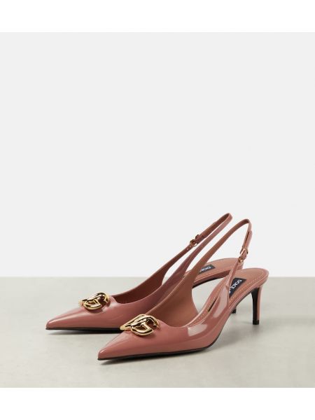 Кожени полуотворени обувки от лакирана кожа с отворена пета Dolce&gabbana розово