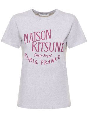 Camiseta de algodón con estampado Maison Kitsuné gris