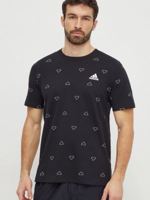 Pamučna majica s printom Adidas crna