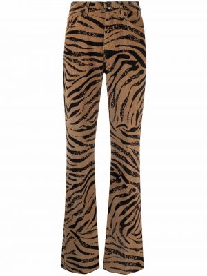 Pantalones rectos con estampado animal print Pinko marrón