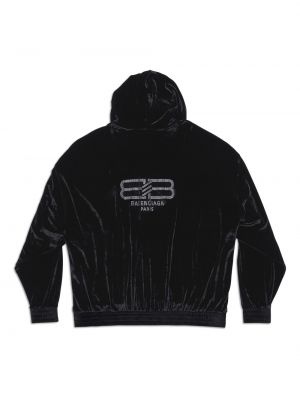 Samt hoodie mit reißverschluss Balenciaga schwarz