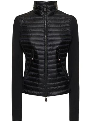 Péřová bunda z nylonu na zip Moncler Grenoble černá