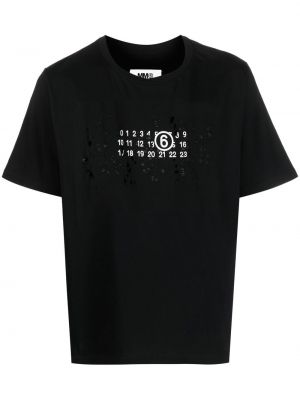 T-shirt aus baumwoll Mm6 Maison Margiela schwarz