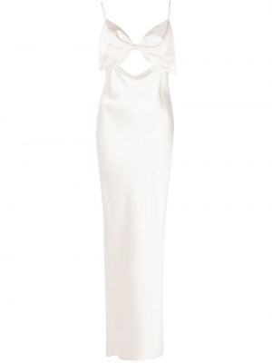 Sukienka z jedwabiu z kokardą Fleur Du Mal, biały