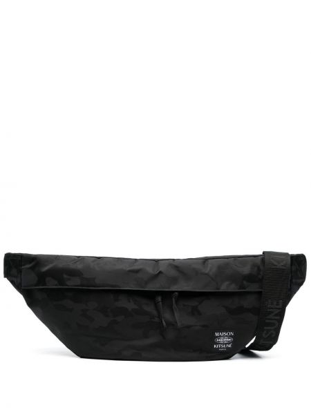 Oversize чанта за носене на кръста с принт Maison Kitsuné черно