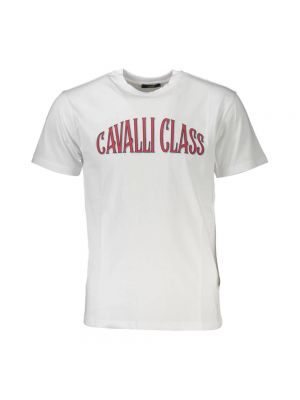 Koszulka z nadrukiem Cavalli Class biała