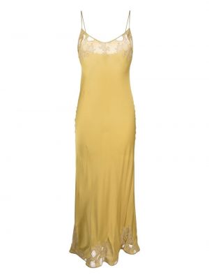 Μάξι φόρεμα με δαντέλα Carine Gilson κίτρινο