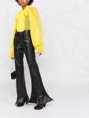 Caurspīdīgs zīda blūze ar banti Atu Body Couture dzeltens