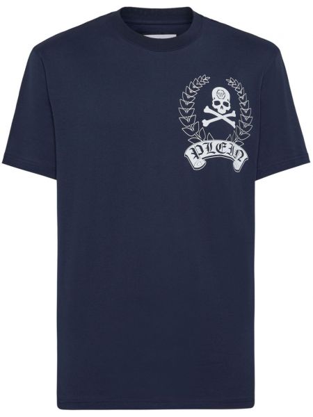 T-shirt en coton à imprimé Philipp Plein bleu