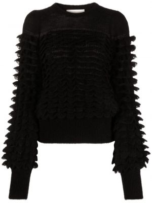 Плетен пуловер от филц Zimmermann черно
