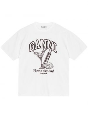 T-krekls ar apdruku Ganni balts