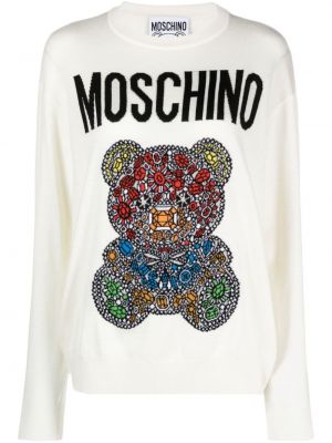 Vlnený sveter Moschino biela