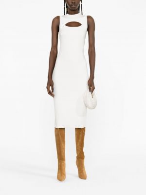 Midi šaty bez rukávů Victoria Beckham bílé