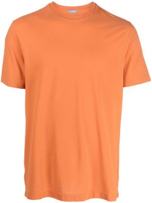 Bavlněné tričko s kulatým výstřihem Zanone oranžové
