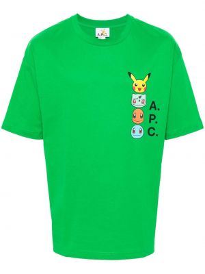 T-shirt di cotone con stampa A.p.c. verde