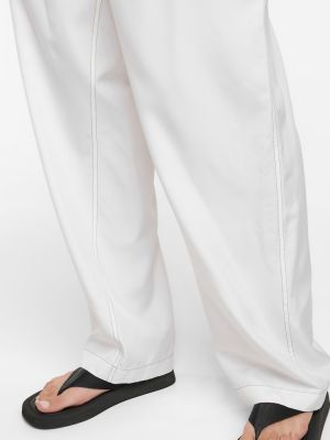Hedvábné rovné kalhoty s vysokým pasem Wardrobe.nyc bílé