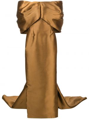 Drapované večerné šaty Solace London zlatá