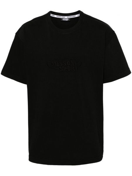 Haftowana koszulka bawełniana Missoni czarna
