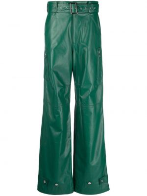 Relaxed кожени панталон Manokhi зелено