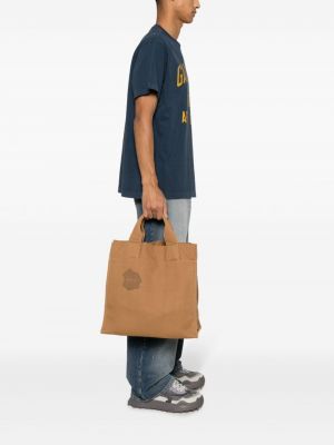 Bavlněná shopper kabelka s potiskem Objects Iv Life hnědá