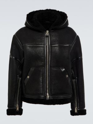 Kožená bunda s kapucí Tom Ford černá