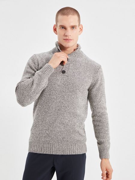 Меланжевый свитер Trendyol серый
