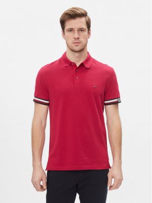 Polo marškinėliai slim fit Tommy Hilfiger raudona