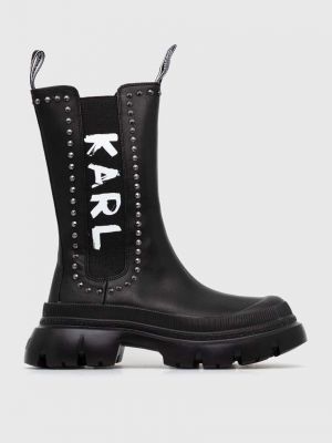 Kožne gležnjače s platformom Karl Lagerfeld crna