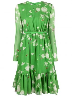 Kvetinové midi šaty s potlačou Giambattista Valli zelená