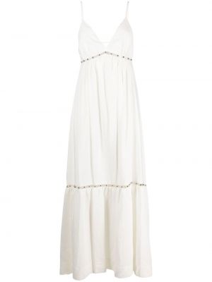 Šaty s odhalenými zády z nylonu s korálky s výstřihem do v Jonathan Simkhai - bílá