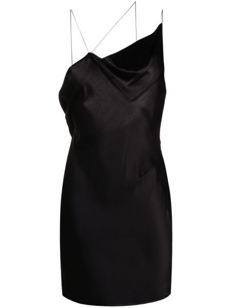 Svilena satenska koktejl obleka z izrezom na hrbtu Givenchy črna
