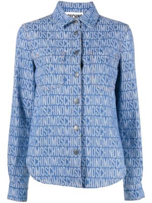 Дънкова риза с принт Moschino синьо