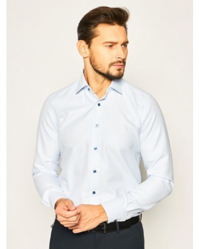 Slim fit košile Emanuel Berg modrá