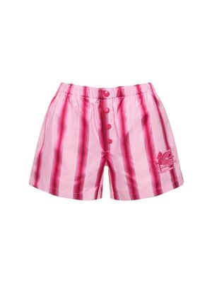 Pantaloni scurți de mătase din bumbac Etro roz