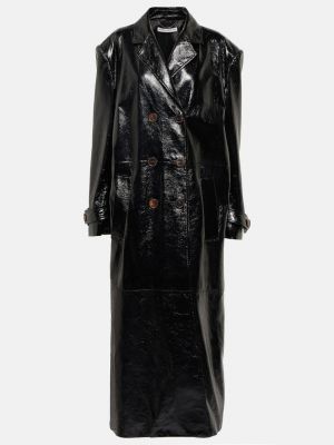 Кожаное пальто Alessandra Rich черное