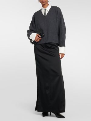 Kašmírový hedvábný vlněný svetr Brunello Cucinelli černý