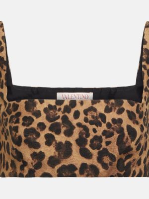 Crop top s potlačou s leopardím vzorom Valentino čierna