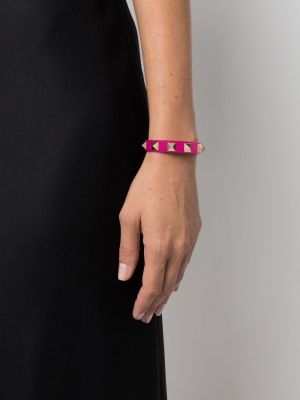 Dabīgās ādas rokassprādze Valentino Garavani rozā