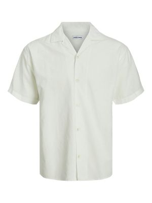 Vlnená košeľa Jack & Jones biela