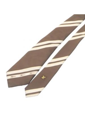 Jedwabny krawat Louis Vuitton Vintage brązowy