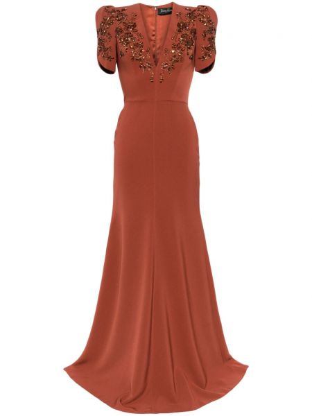 Crepe kjole Jenny Packham brun