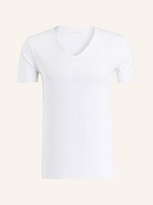 Koszulka bawełniana z dekoltem w serek Mey biała