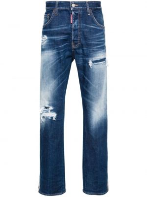 Pruhované džínsy s rovným strihom Dsquared2 modrá