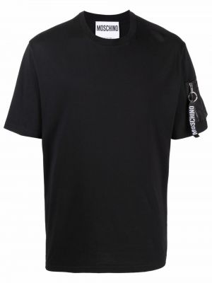 Camiseta con cremallera con bolsillos Moschino negro
