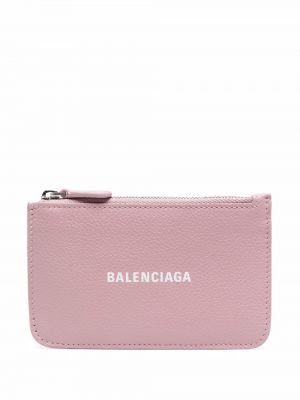 Peněženka na zip s potiskem Balenciaga růžová