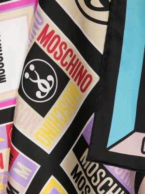 Žakárový hedvábný šál Moschino černý
