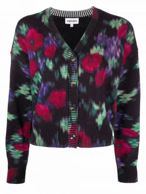 Blomstret cardigan med knapper med print Kenzo svart