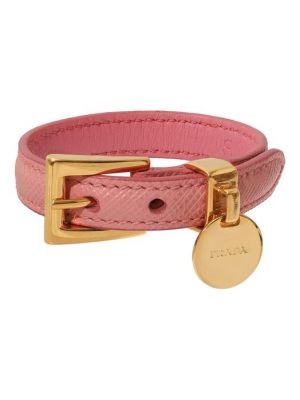 Кожаный браслет Prada розовый